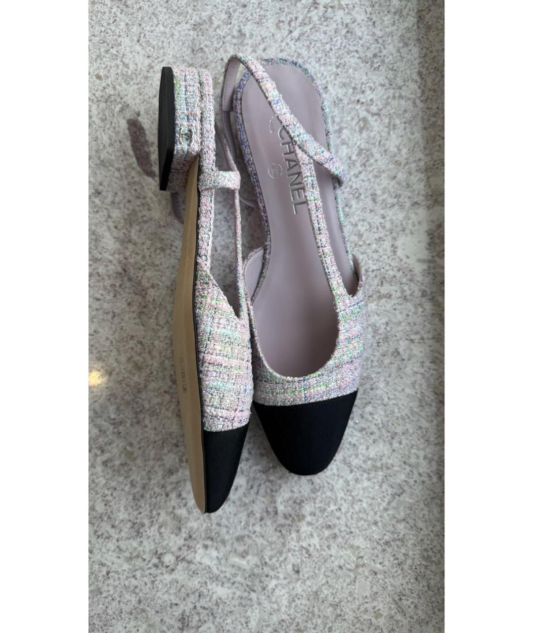 CHANEL Фиолетовые текстильные балетки, фото 3