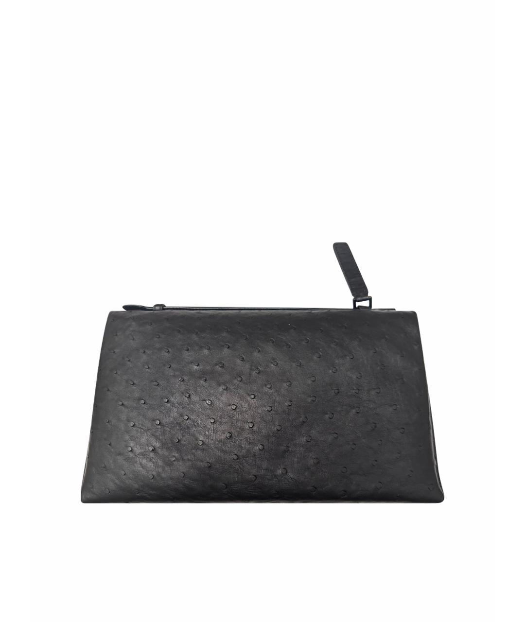 LORO PIANA Черная барсетка из экзотической кожи, фото 1