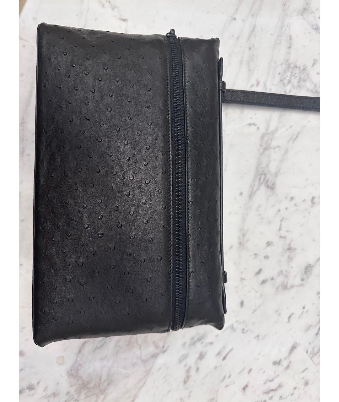 LORO PIANA Черная барсетка из экзотической кожи, фото 3