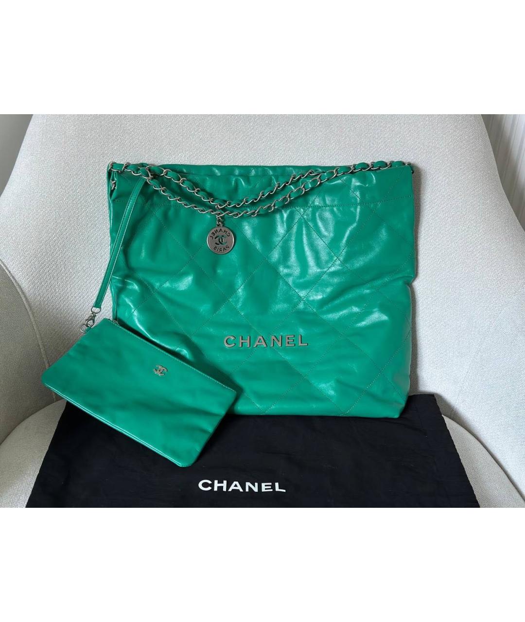 CHANEL Зеленая кожаная сумка через плечо, фото 8