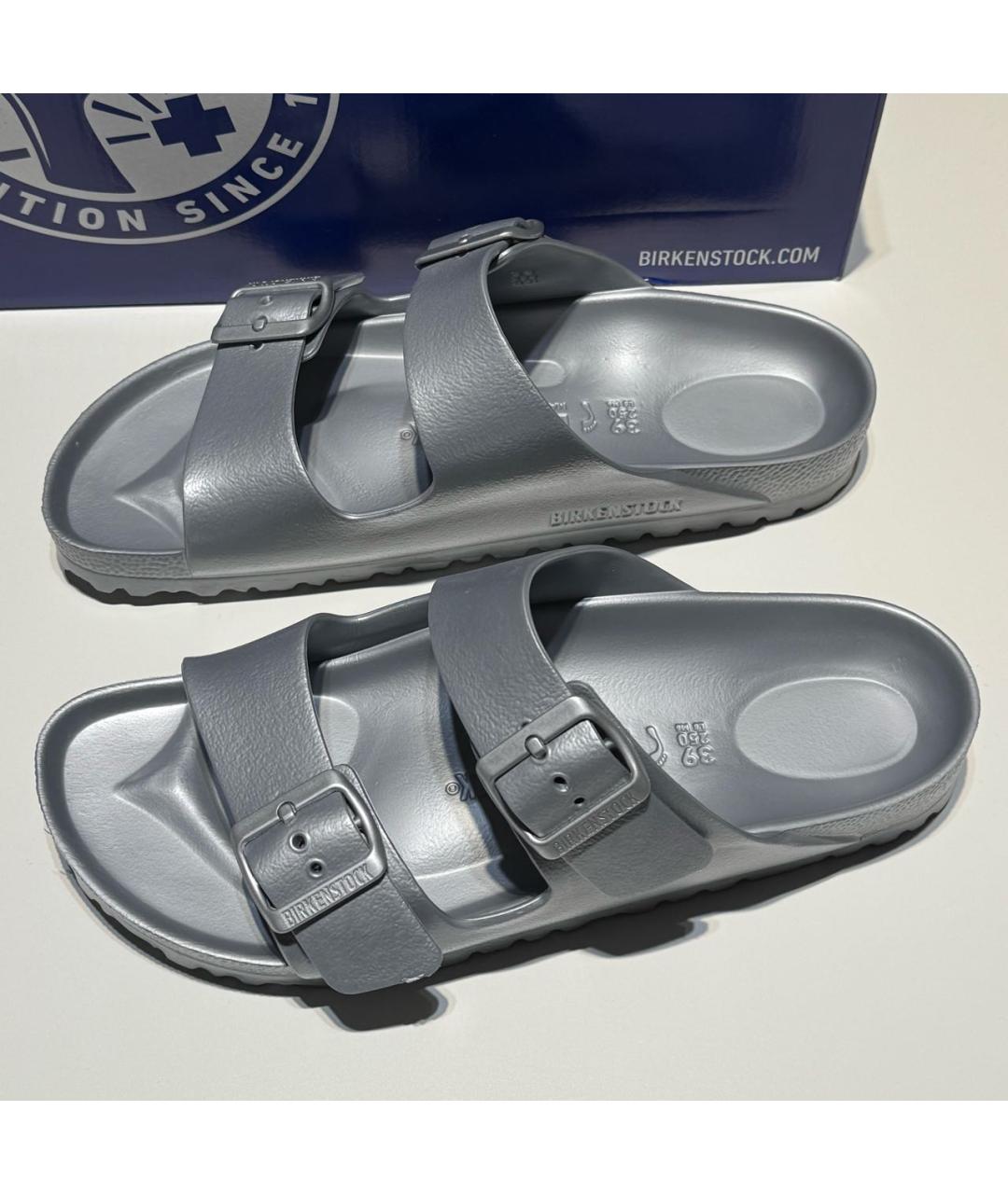 BIRKENSTOCK Серебряные резиновые шлепанцы, фото 3
