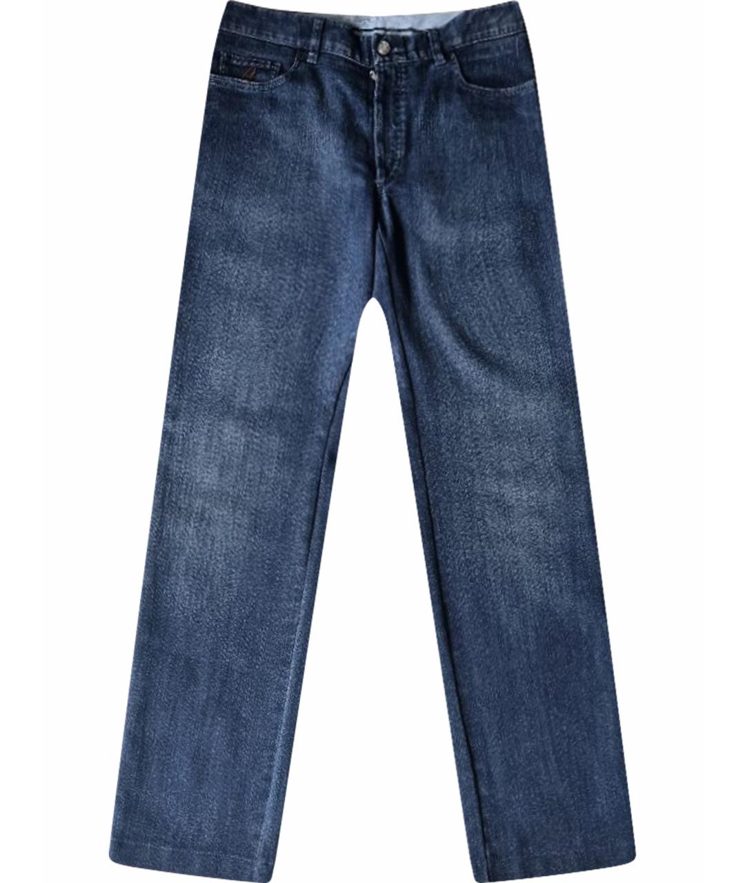 BRIONI Синие хлопко-полиэстеровые прямые джинсы, фото 1