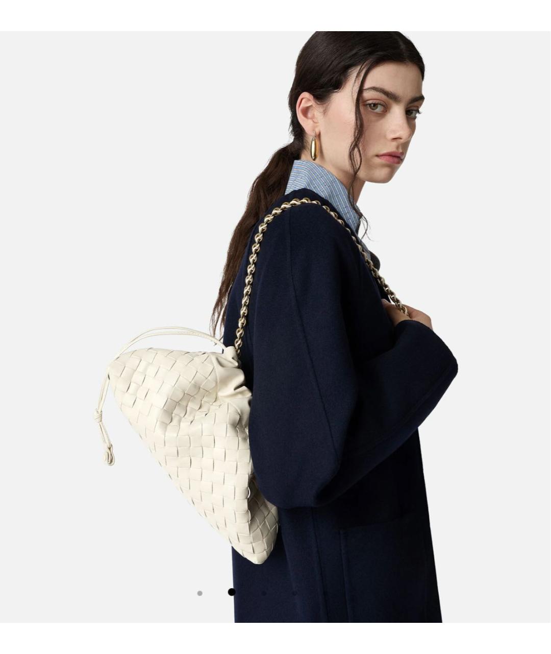 BOTTEGA VENETA Белая кожаная сумка с короткими ручками, фото 2