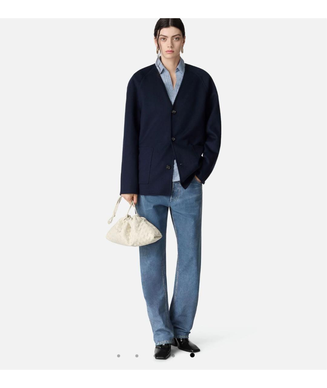 BOTTEGA VENETA Белая кожаная сумка с короткими ручками, фото 6