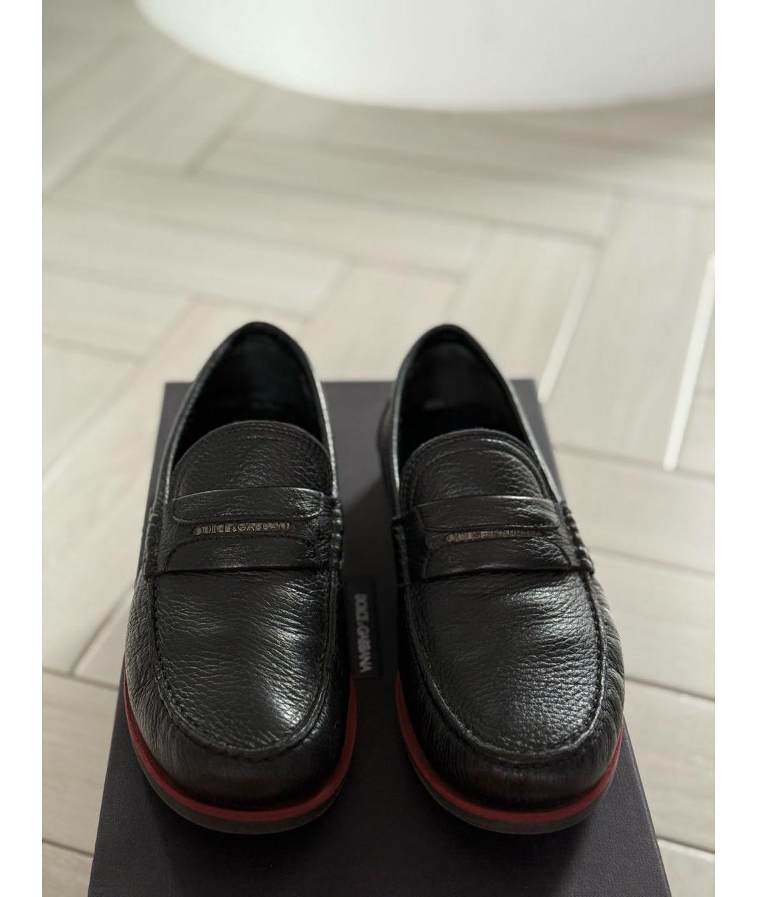 DOLCE&GABBANA Черные кожаные туфли, фото 2