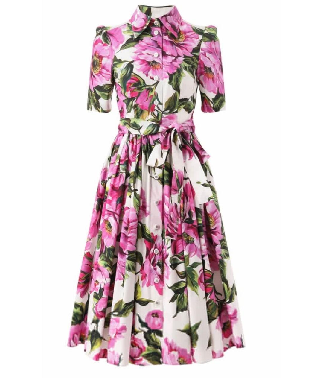 DOLCE&GABBANA Розовое хлопковое повседневное платье, фото 5