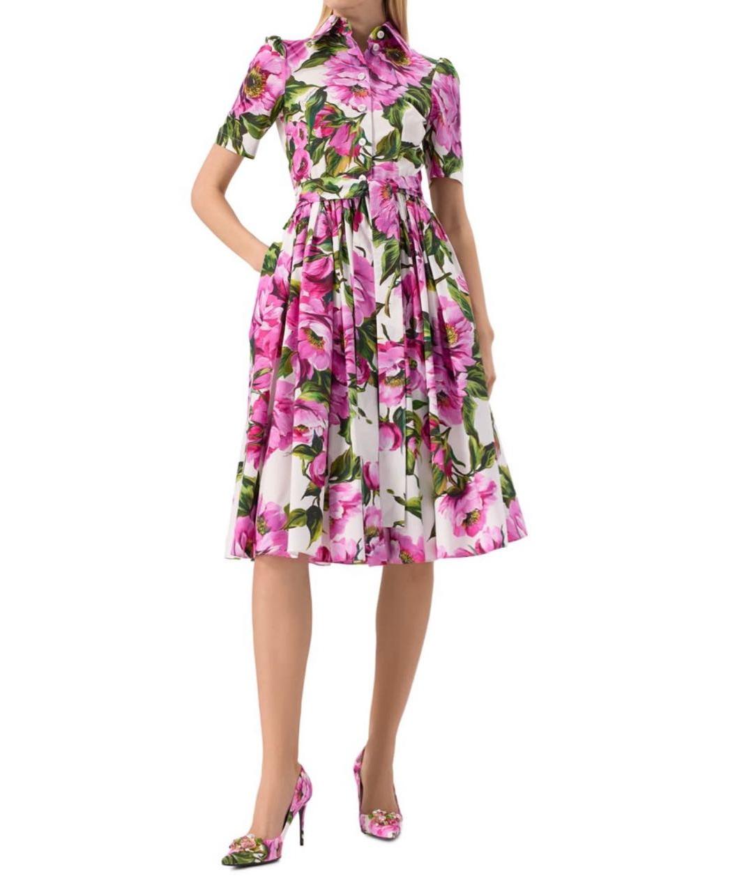 DOLCE&GABBANA Розовое хлопковое повседневное платье, фото 3