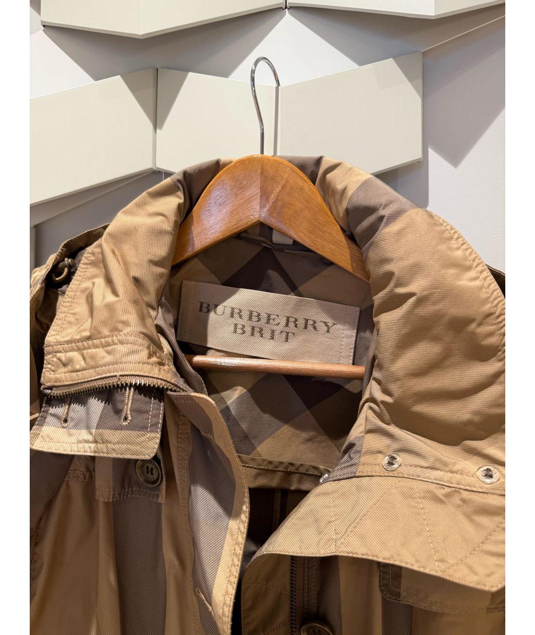 BURBERRY Бежевый полиэстеровый тренч/плащ, фото 3
