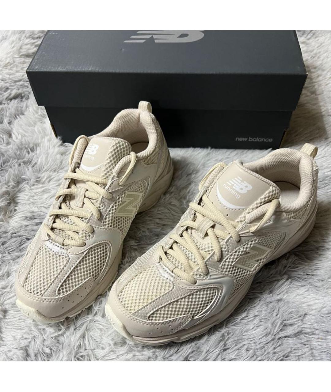 NEW BALANCE Бежевые резиновые низкие кроссовки / кеды, фото 5