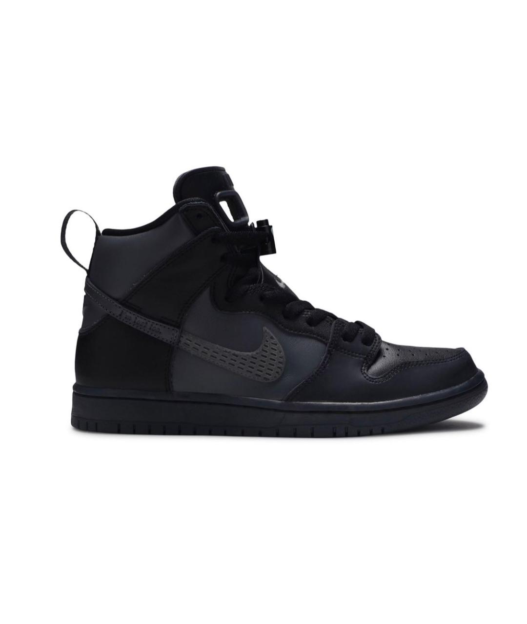 NIKE Черные кожаные высокие кроссовки / кеды, фото 2