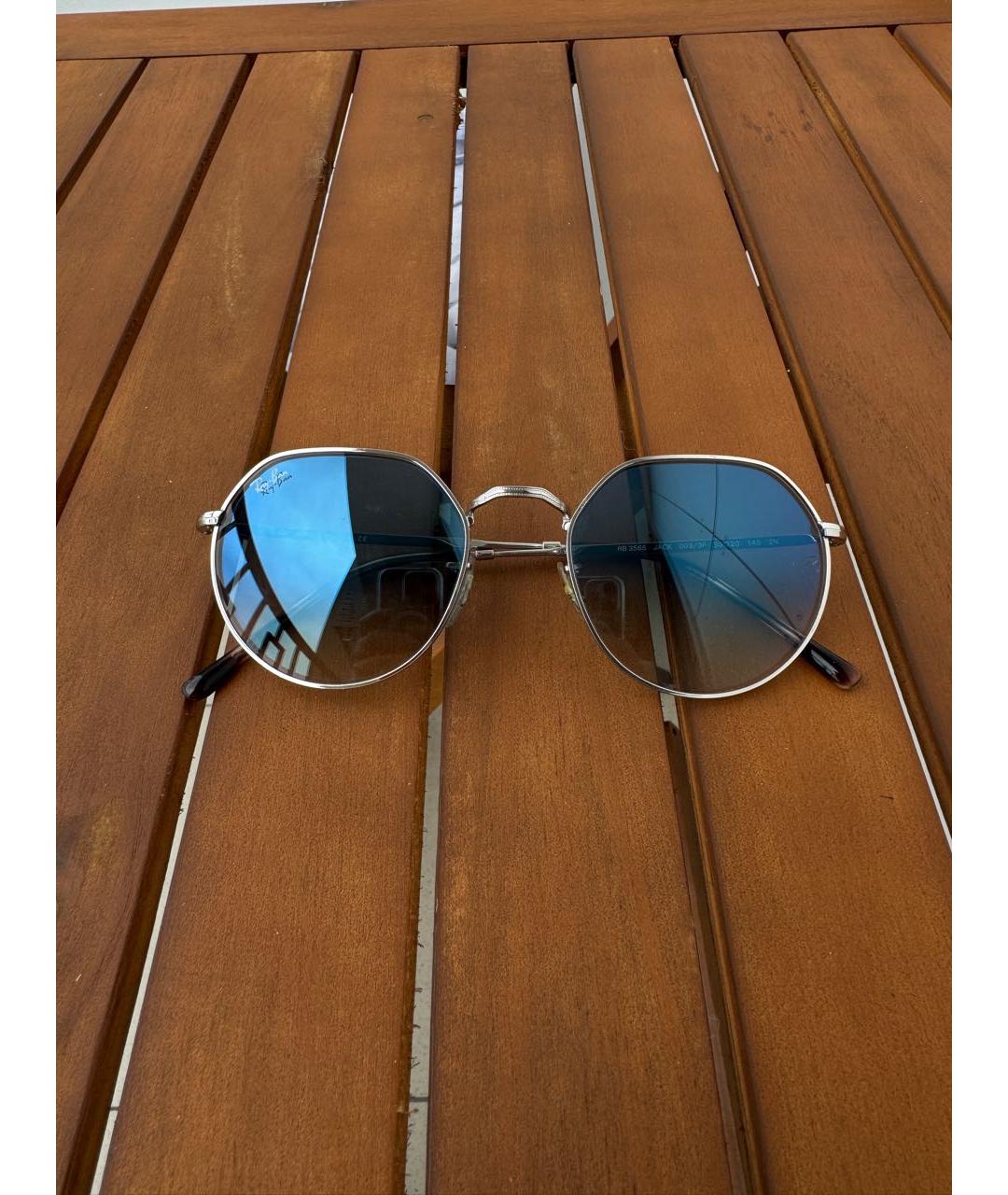 RAY BAN Серебряные металлические солнцезащитные очки, фото 5