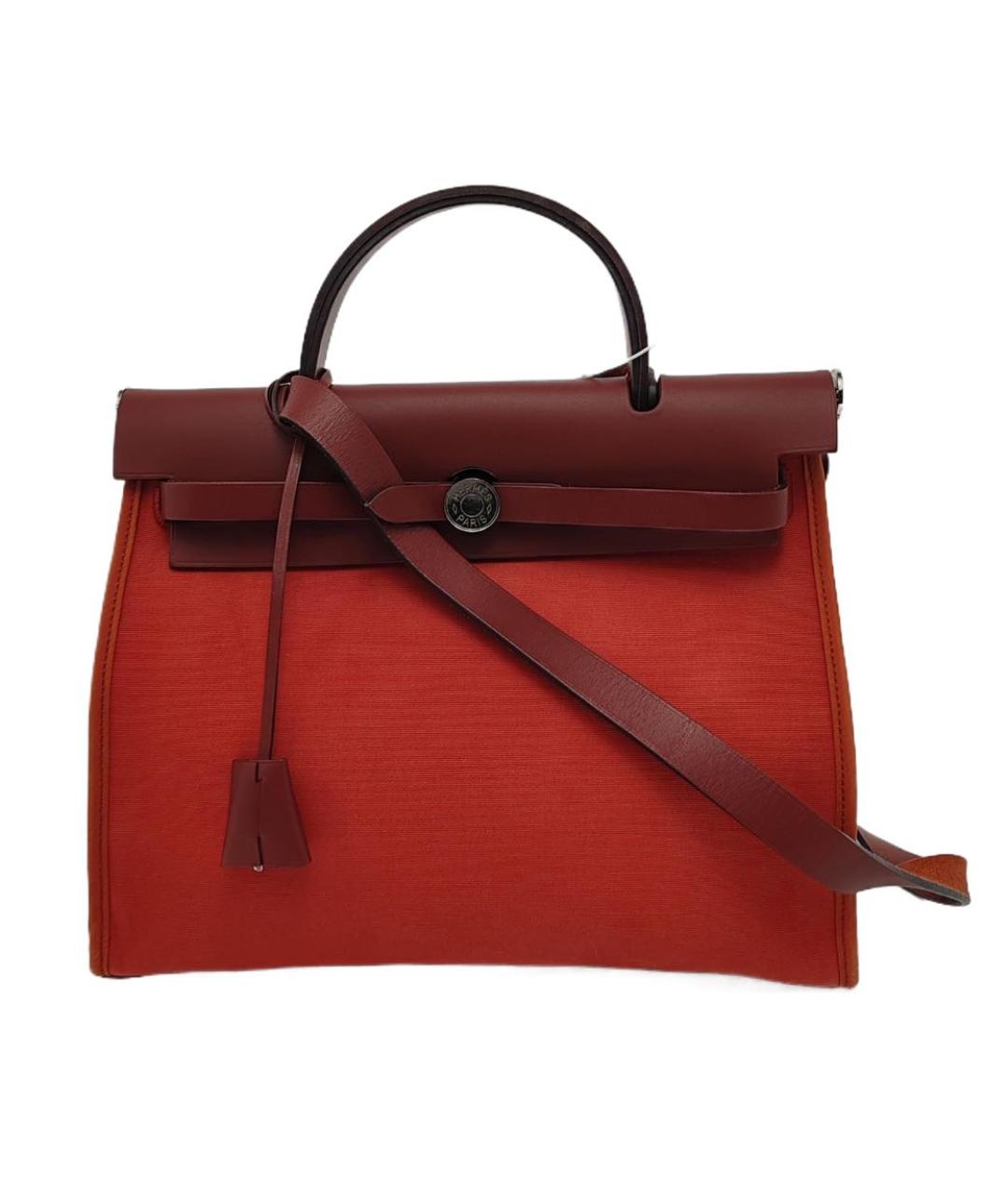 HERMES Бордовая кожаная сумка тоут, фото 2