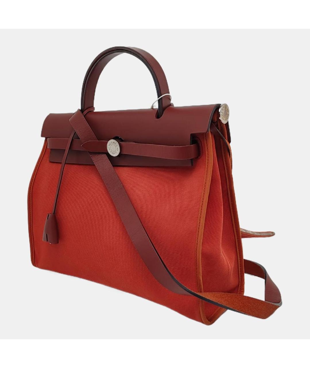 HERMES Бордовая кожаная сумка тоут, фото 3