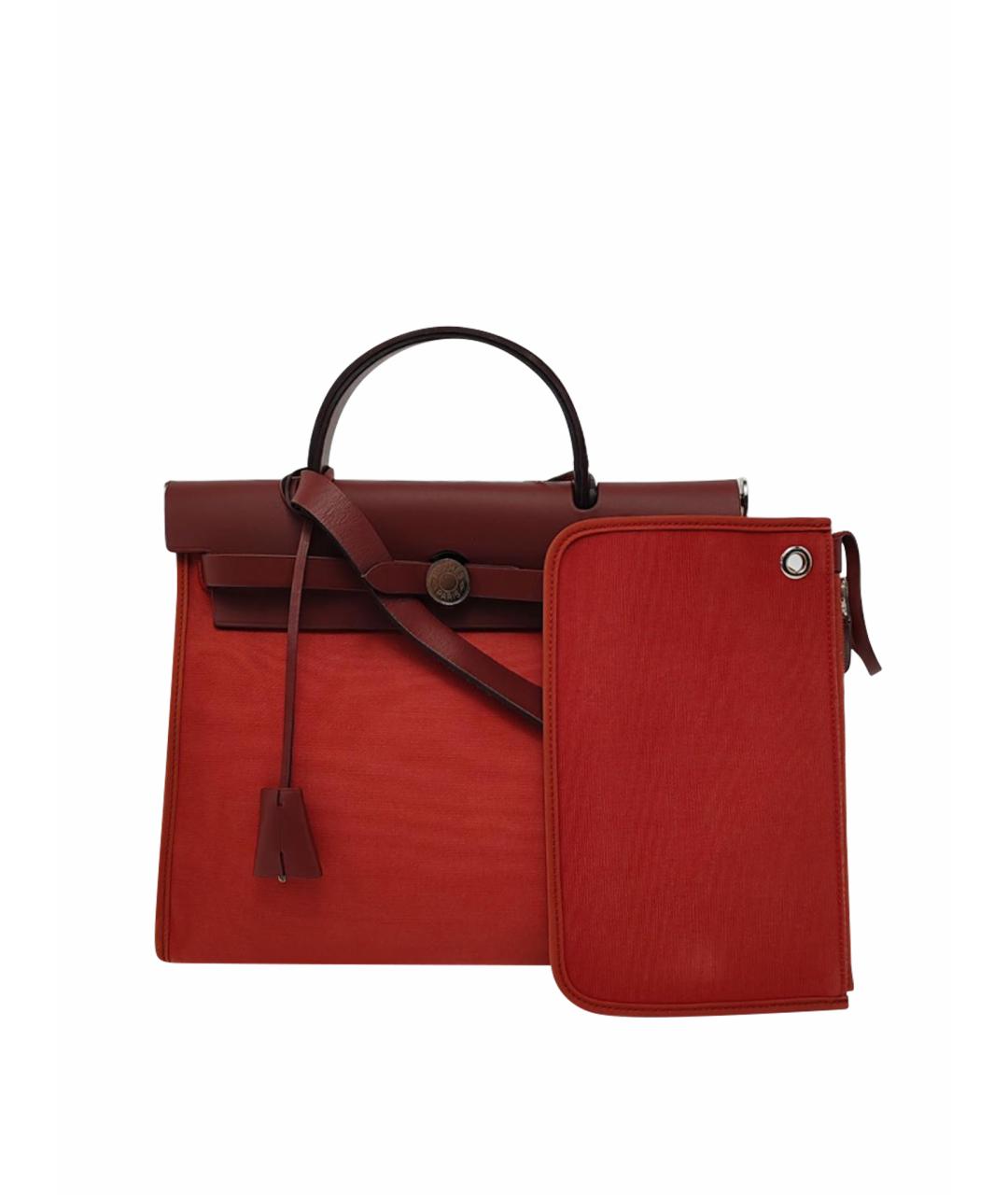 HERMES Бордовая кожаная сумка тоут, фото 1
