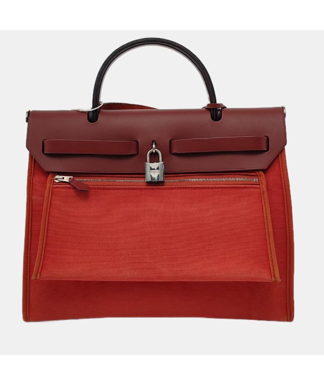 HERMES Бордовая кожаная сумка тоут, фото 4