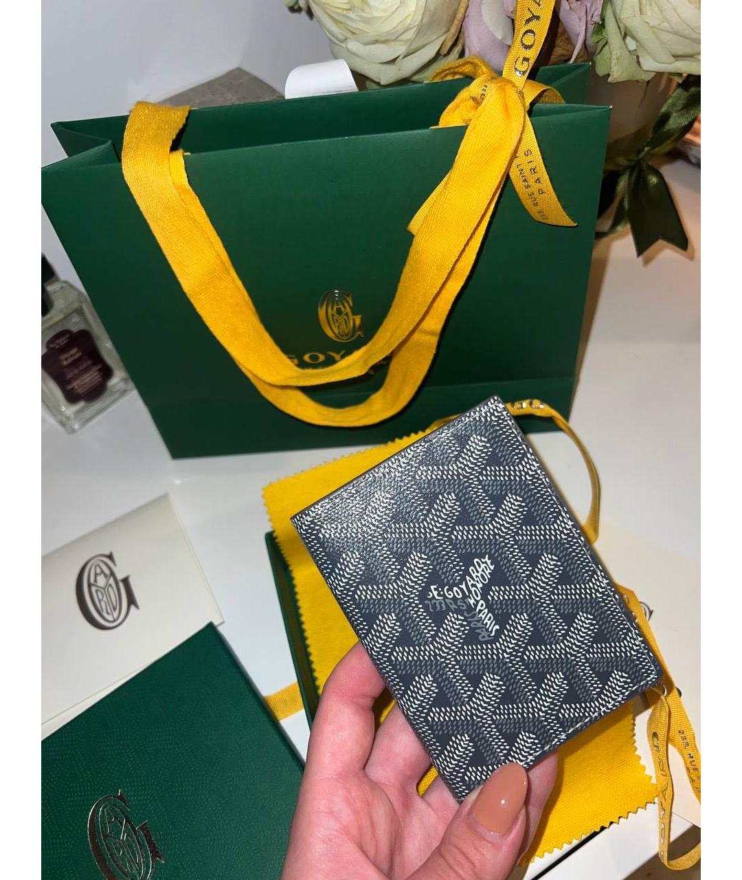 GOYARD Антрацитовый кожаный кардхолдер, фото 3