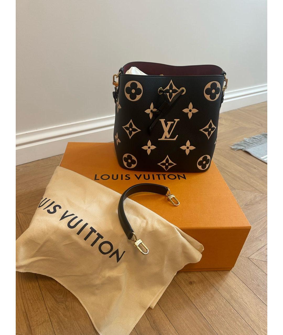 LOUIS VUITTON Черная кожаная сумка тоут, фото 9