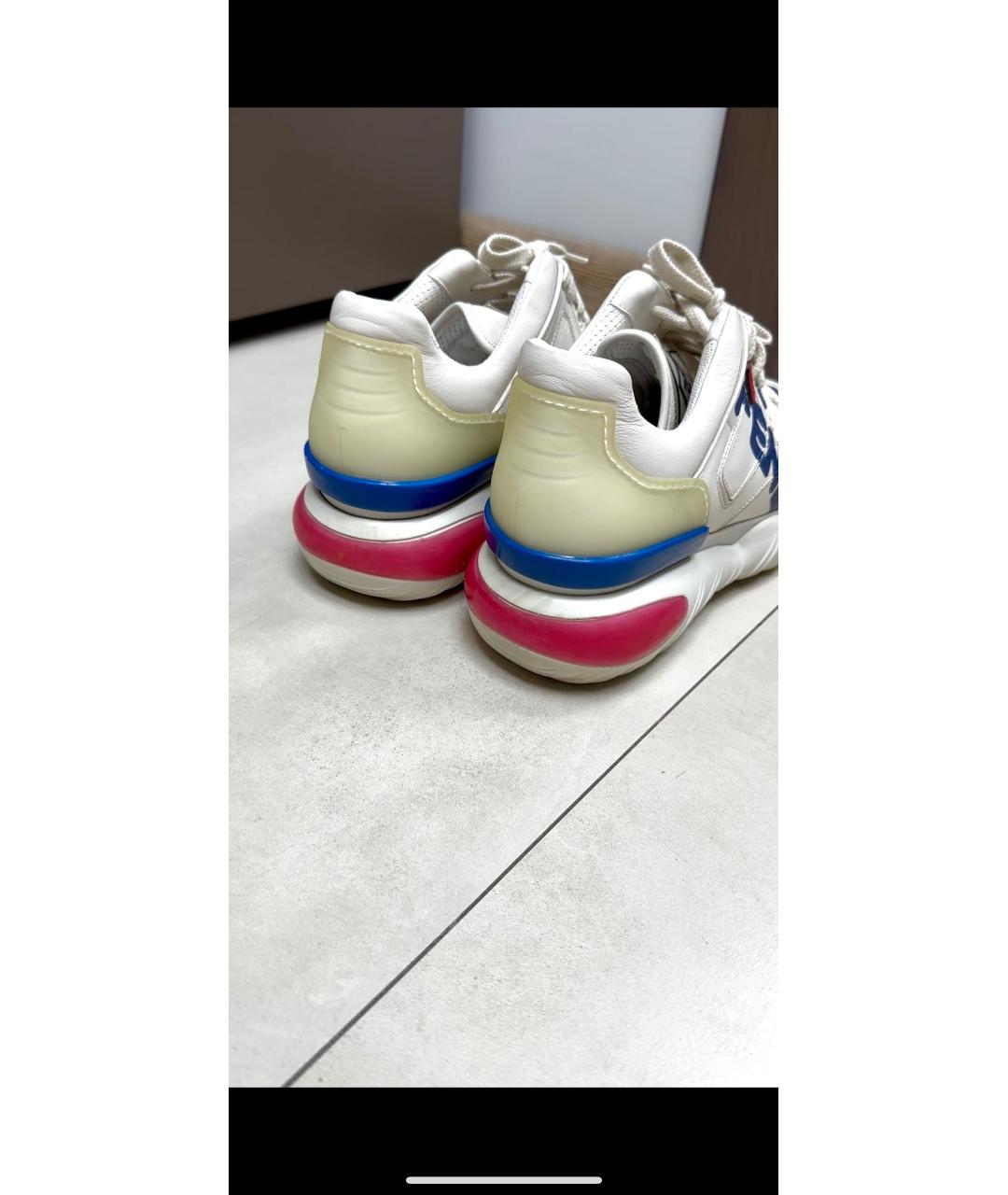 FENDI Белые кожаные кроссовки, фото 4
