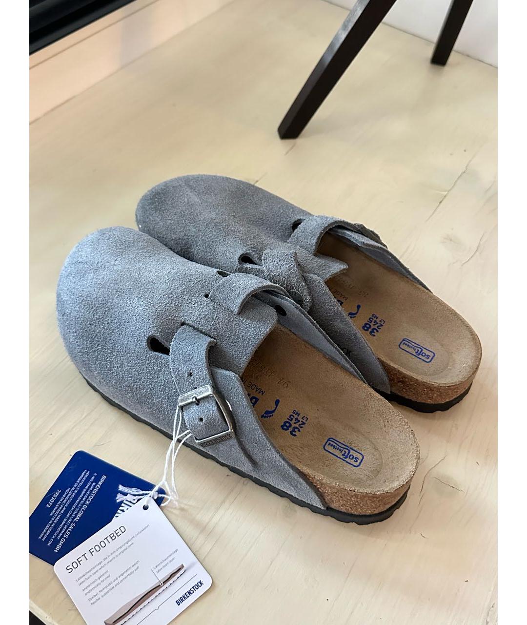 BIRKENSTOCK Серые замшевые сабо, фото 2