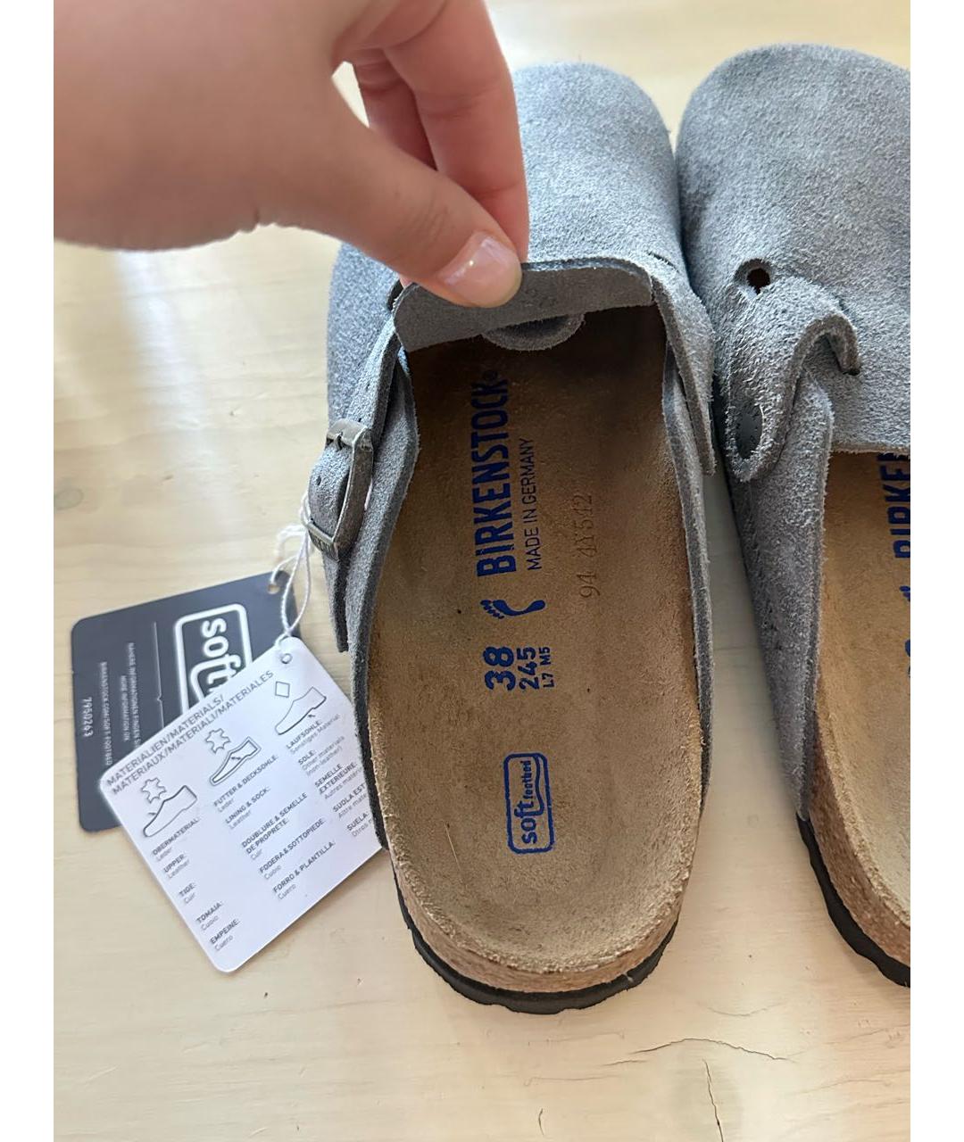 BIRKENSTOCK Серые замшевые сабо, фото 4