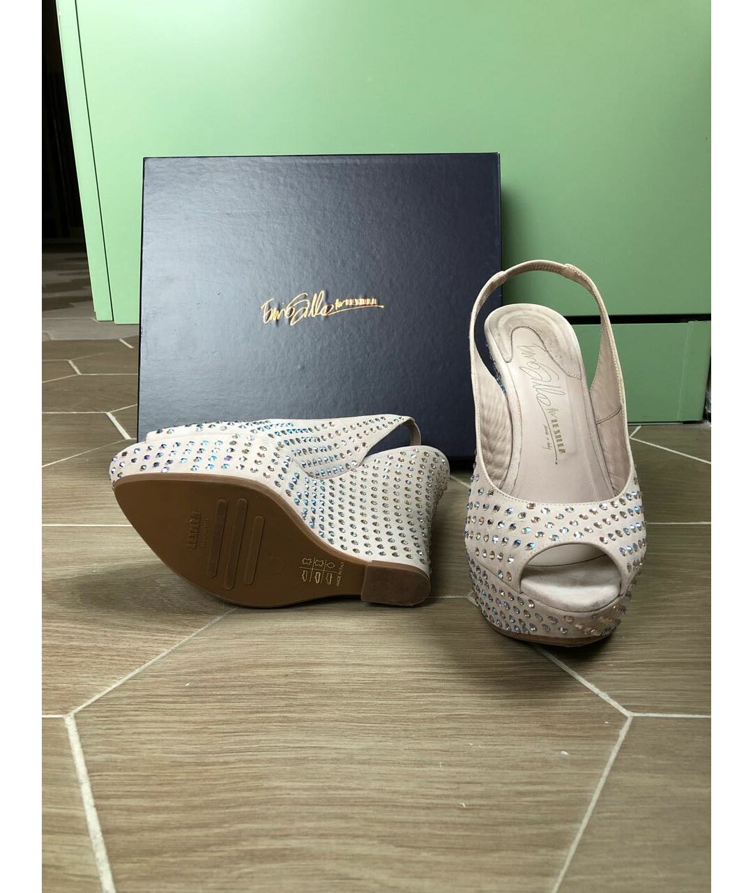 LE SILLA Бежевые замшевые свадебные туфли на высоком каблуке, фото 6