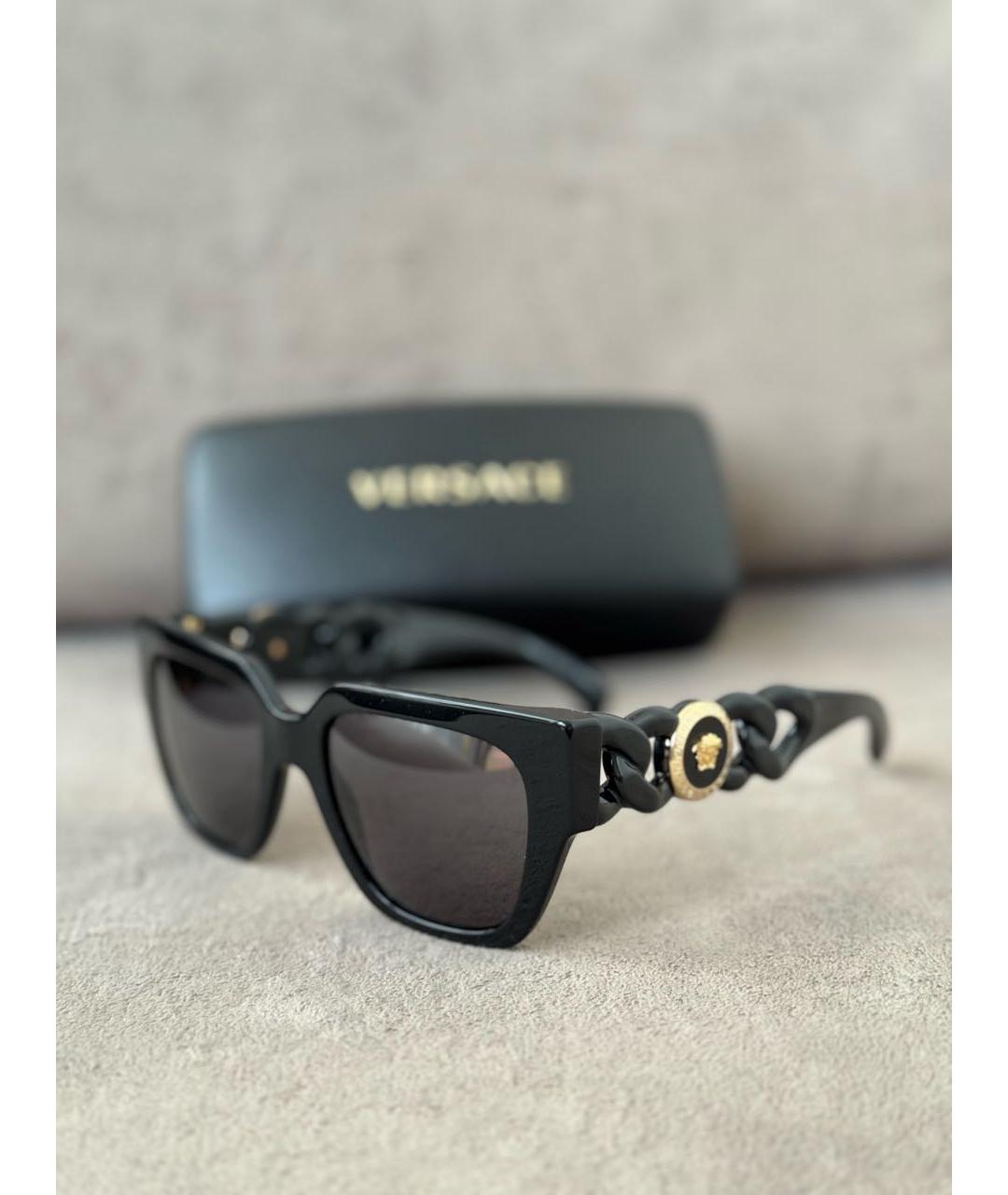 VERSACE Черные пластиковые солнцезащитные очки, фото 3