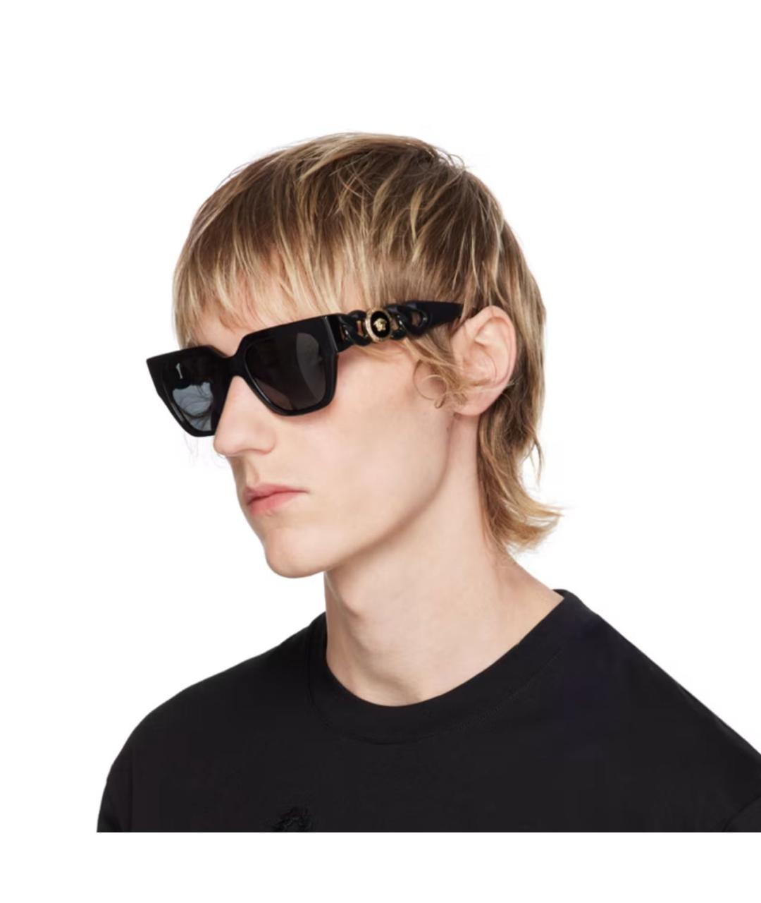 VERSACE Черные пластиковые солнцезащитные очки, фото 6
