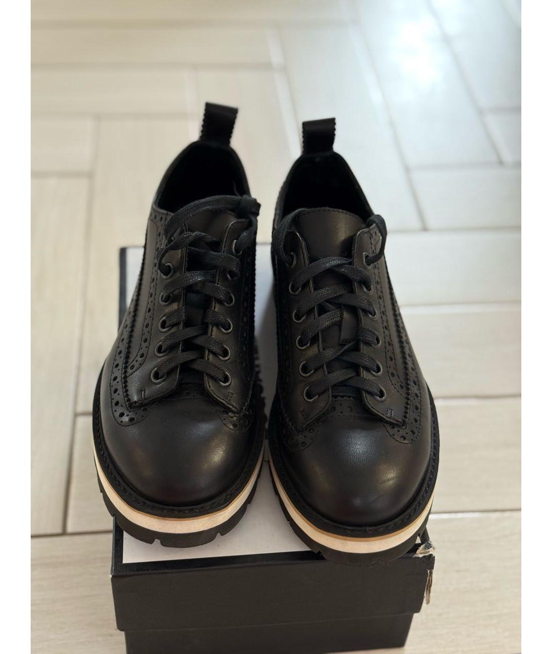 DSQUARED2 Черные кожаные брогги и оксфорды, фото 2