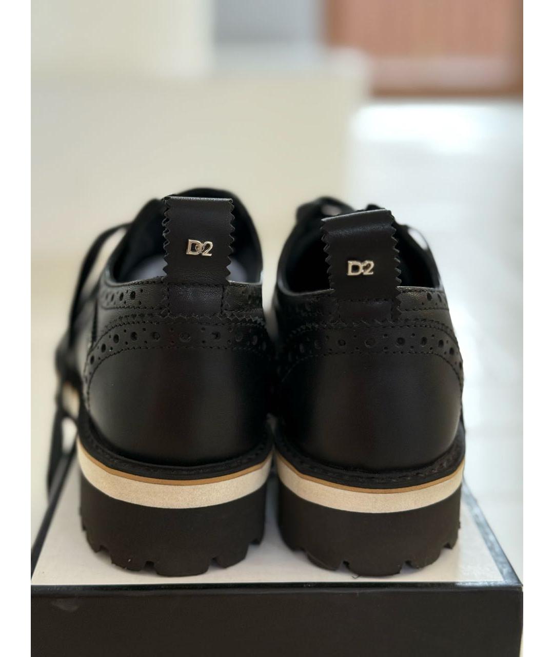 DSQUARED2 Черные кожаные брогги и оксфорды, фото 4