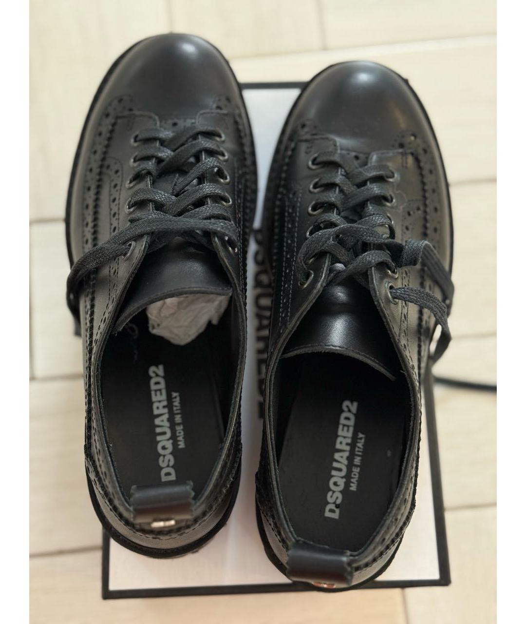 DSQUARED2 Черные кожаные брогги и оксфорды, фото 3