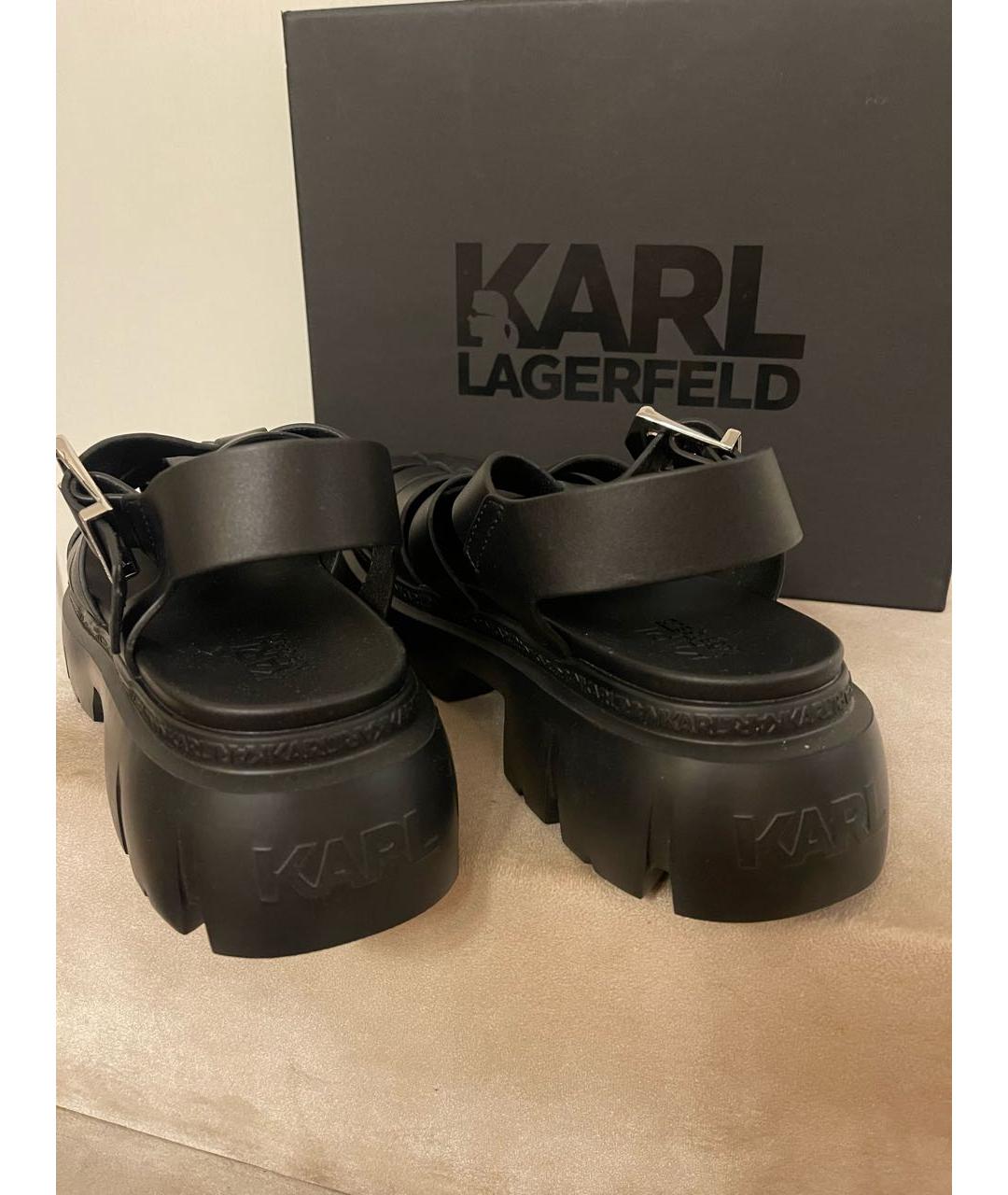 KARL LAGERFELD Черные кожаные сандалии, фото 2