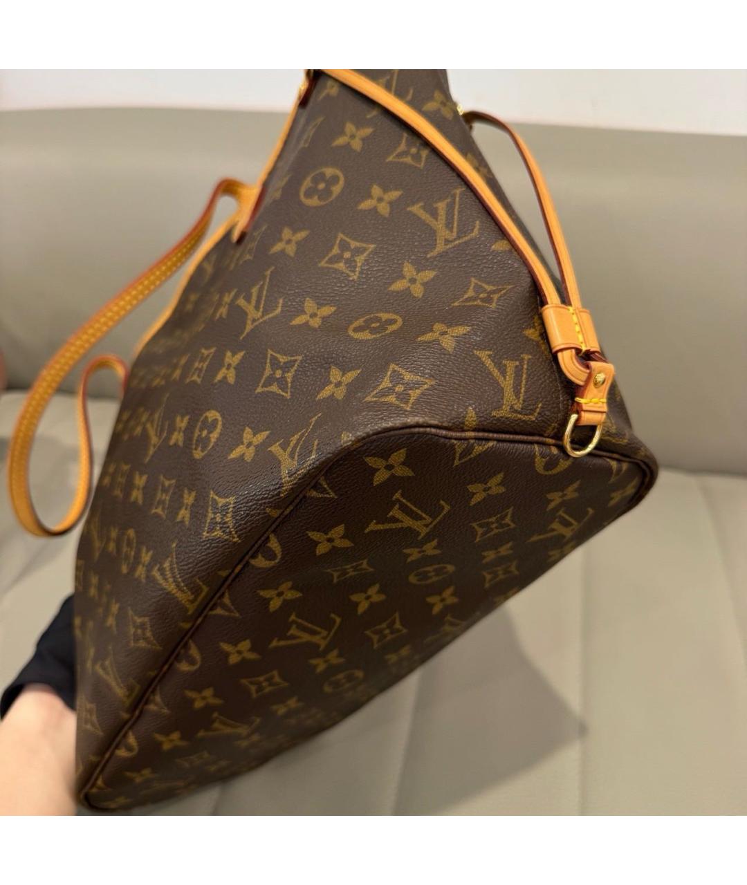 LOUIS VUITTON Коричневая кожаная сумка тоут, фото 5