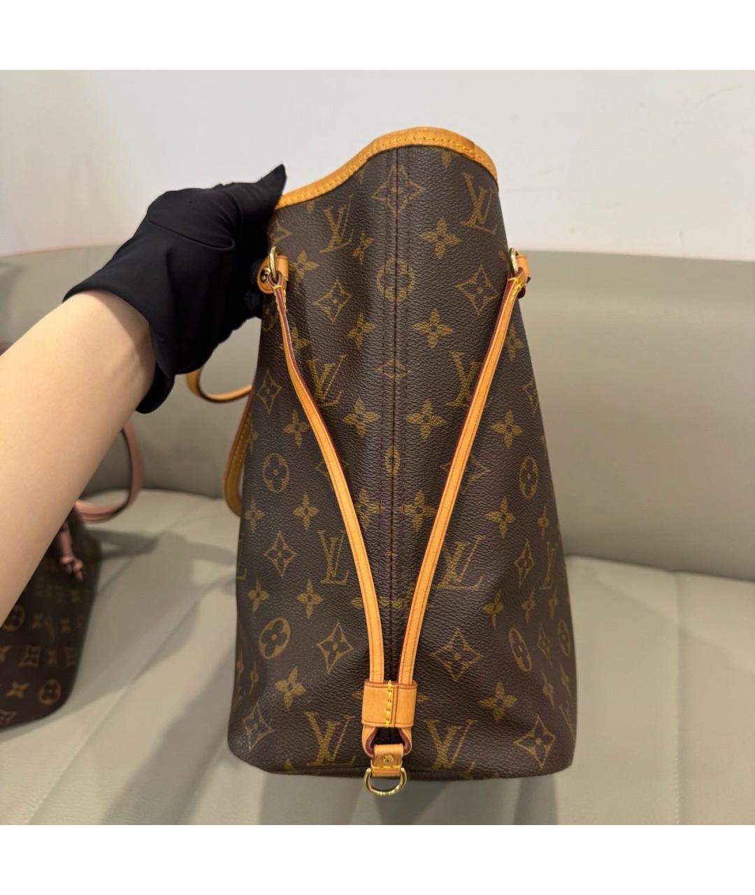 LOUIS VUITTON Коричневая кожаная сумка тоут, фото 4