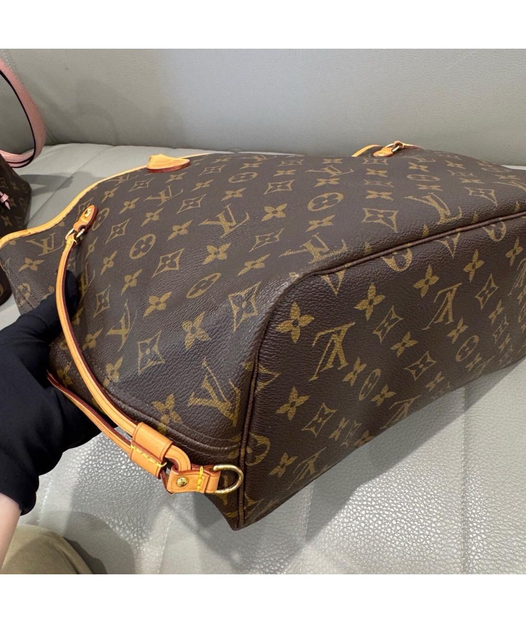 LOUIS VUITTON Коричневая кожаная сумка тоут, фото 7