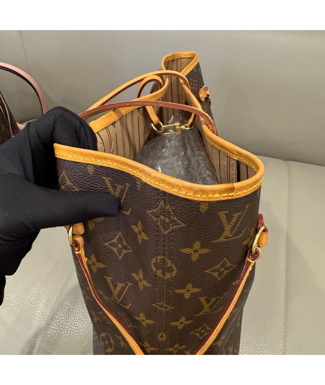 LOUIS VUITTON Коричневая кожаная сумка тоут, фото 8