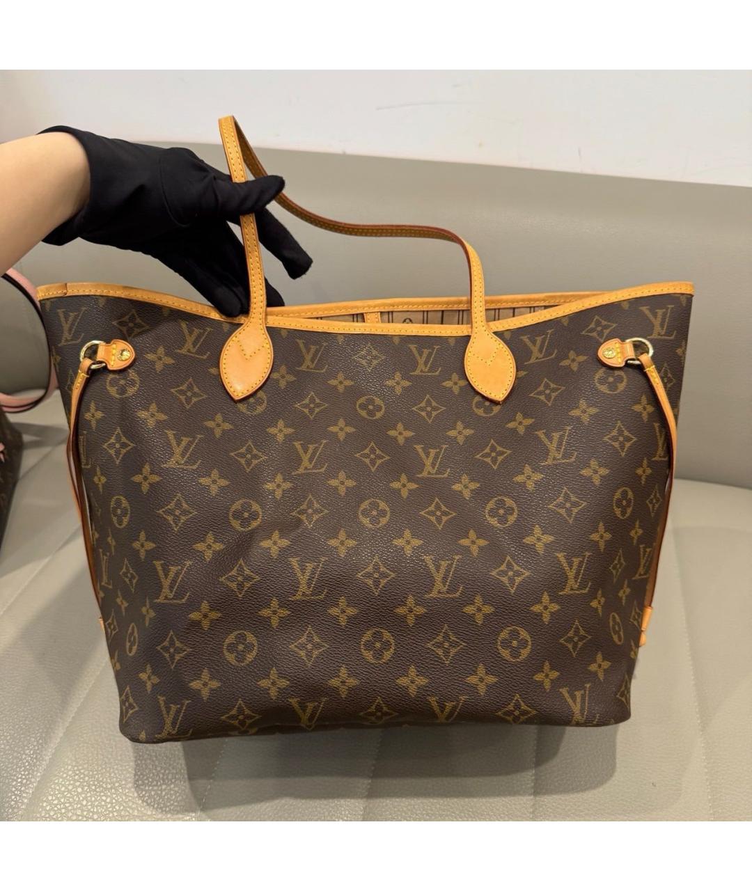 LOUIS VUITTON Коричневая кожаная сумка тоут, фото 3