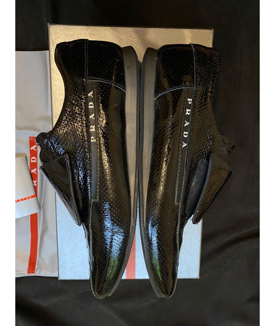 PRADA Черные кожаные низкие кроссовки / кеды, фото 6