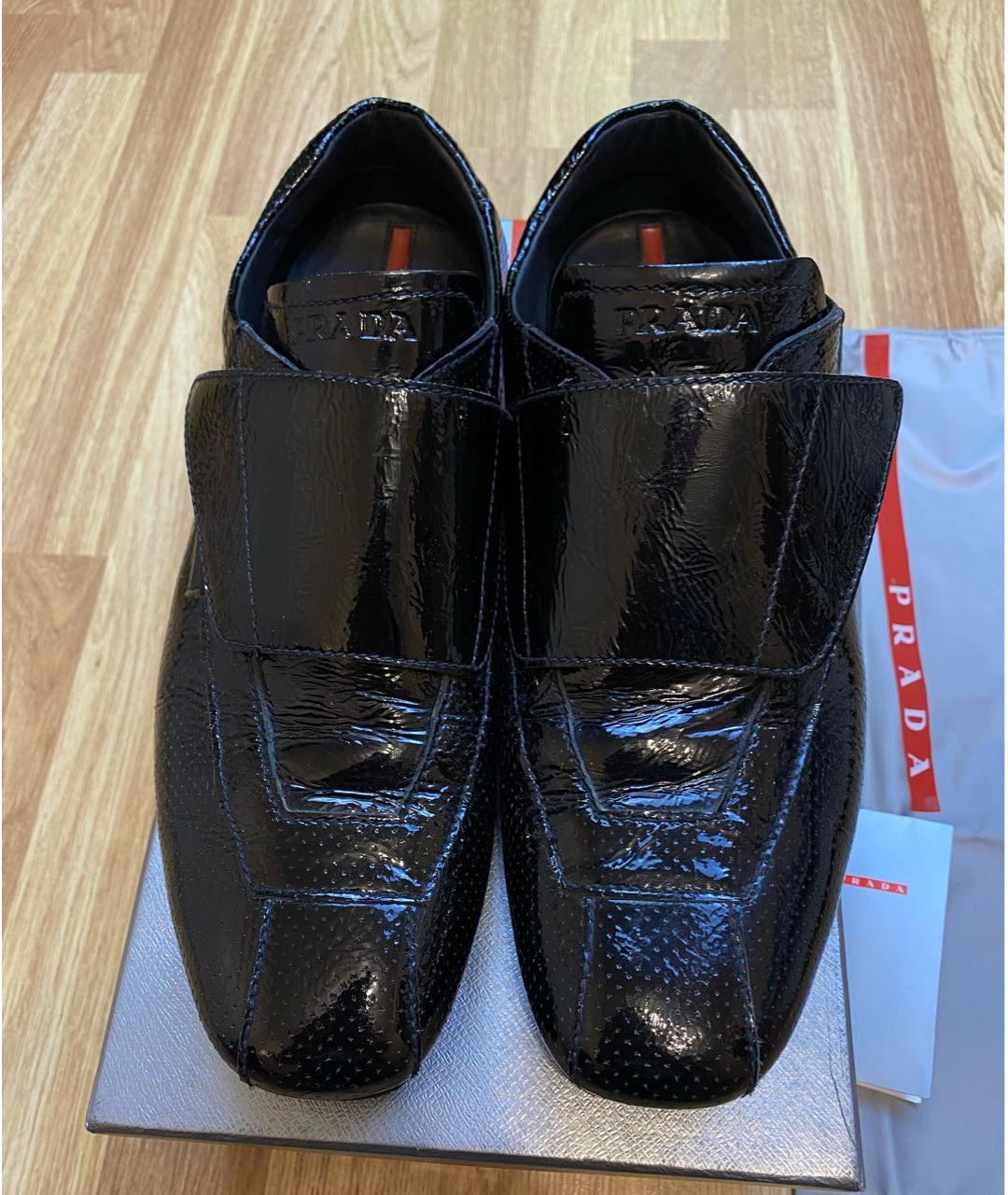 PRADA Черные кожаные низкие кроссовки / кеды, фото 2
