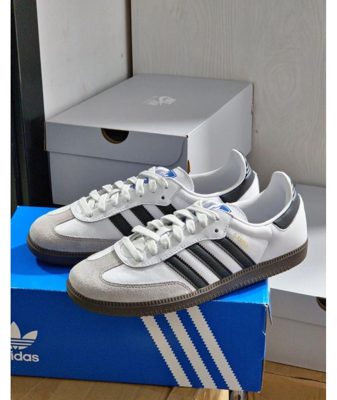 ADIDAS Белые кожаные низкие кроссовки / кеды, фото 7