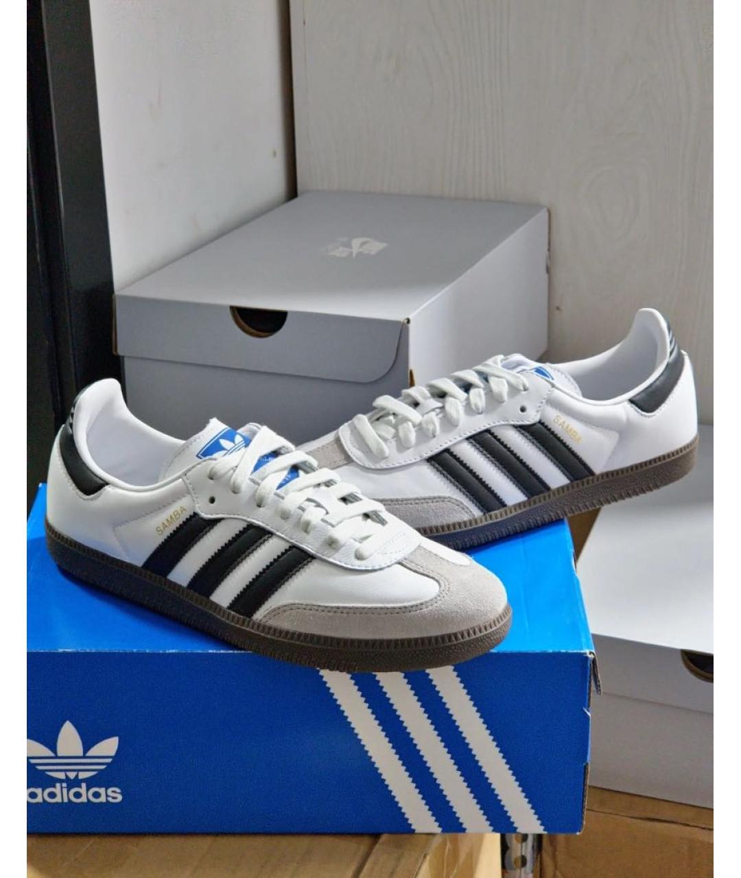 ADIDAS Белые кожаные низкие кроссовки / кеды, фото 6
