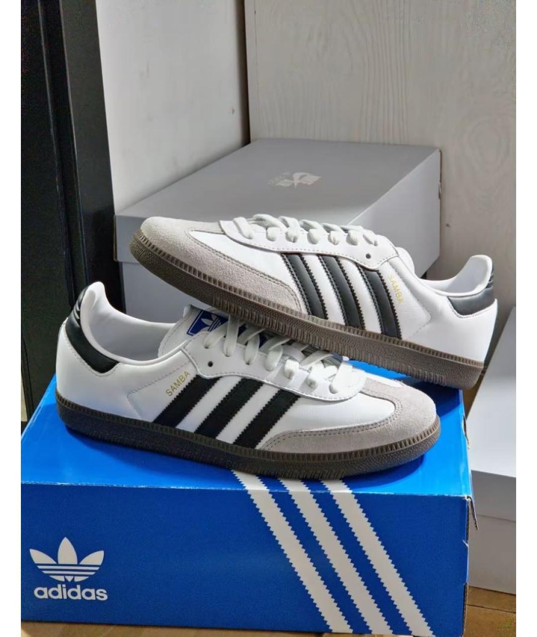 ADIDAS Белые кожаные низкие кроссовки / кеды, фото 5