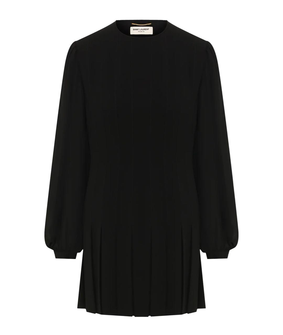 SAINT LAURENT Черное вискозное повседневное платье, фото 8