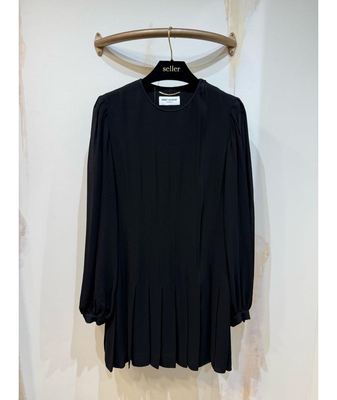 SAINT LAURENT Черное вискозное повседневное платье, фото 2