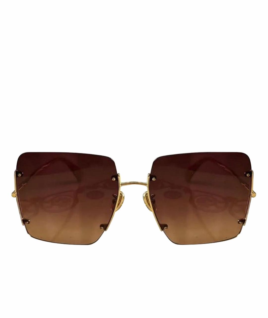 MAX MARA Коричневые металлические солнцезащитные очки, фото 1