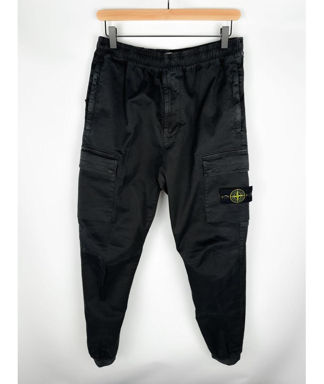 STONE ISLAND Черные хлопковые повседневные брюки, фото 9