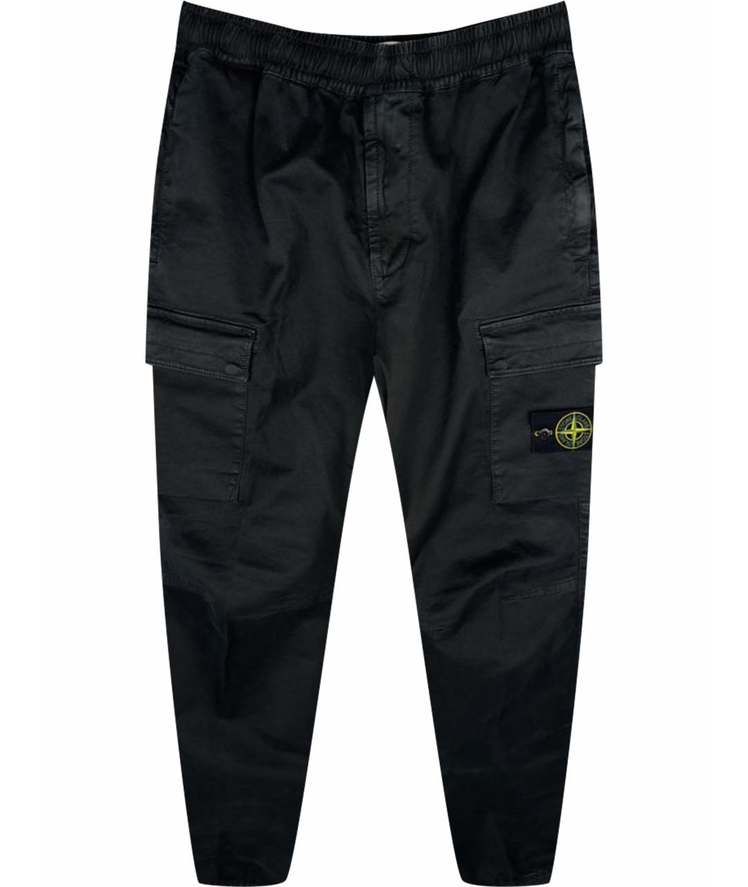 STONE ISLAND Черные хлопковые повседневные брюки, фото 1