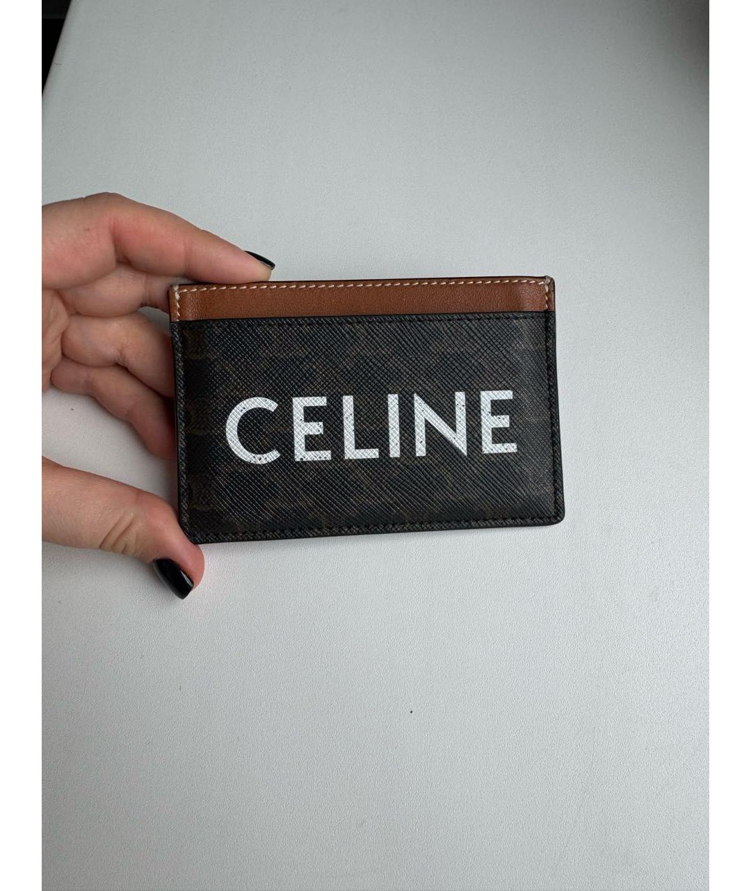 CELINE Коричневый кожаный кардхолдер, фото 4