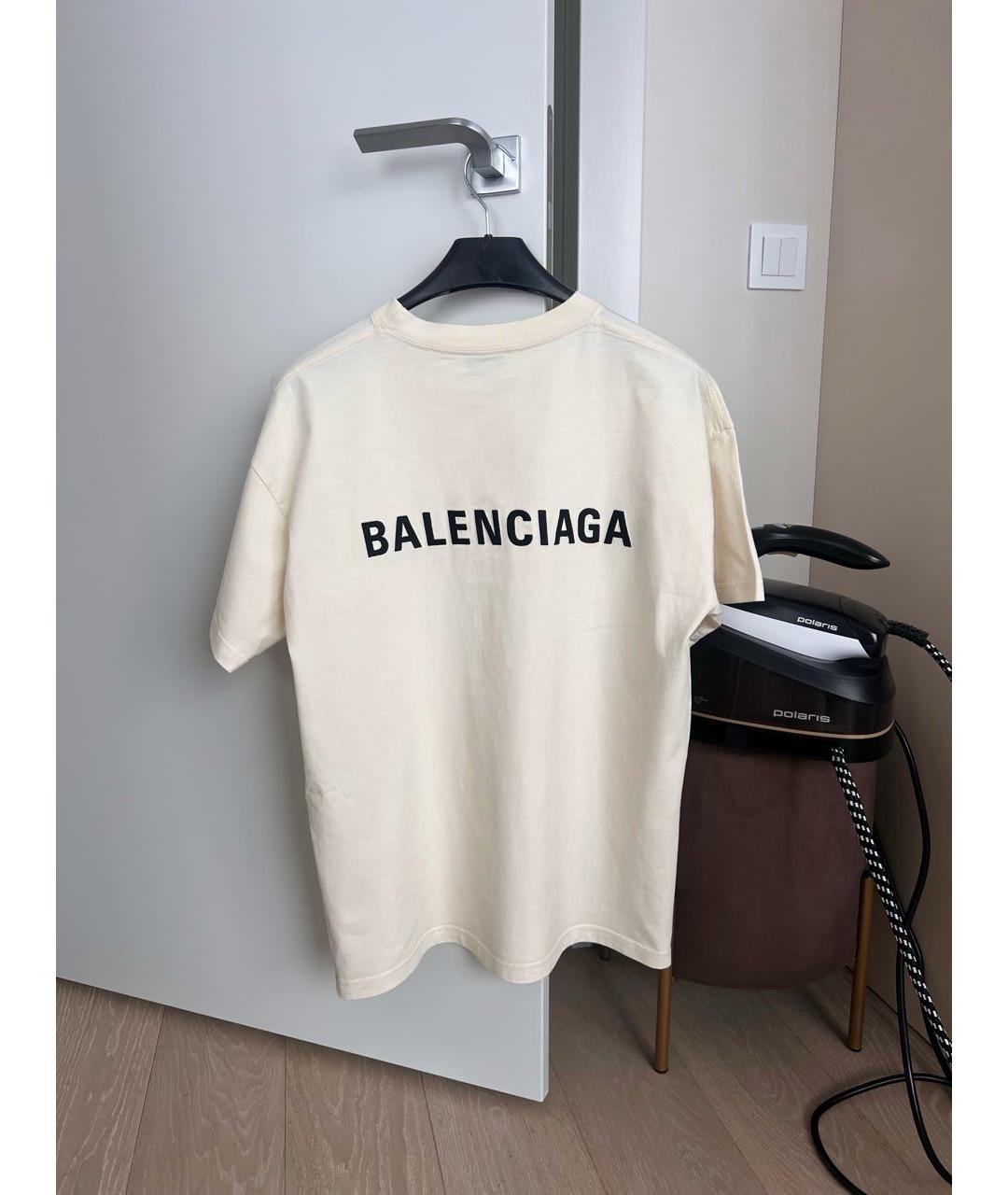 BALENCIAGA Бежевая хлопковая футболка, фото 2
