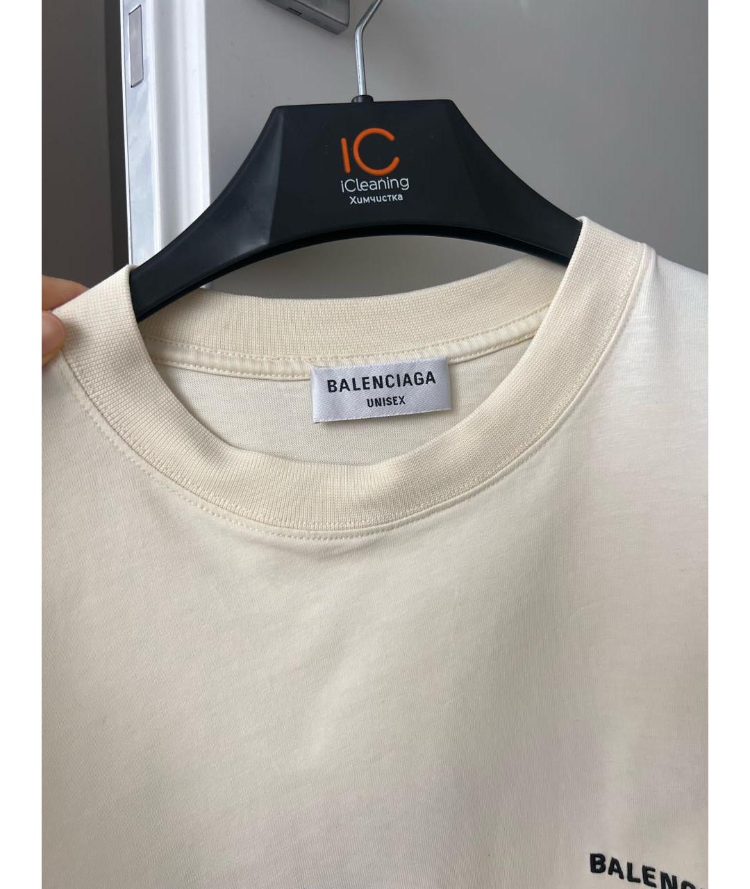 BALENCIAGA Бежевая хлопковая футболка, фото 5
