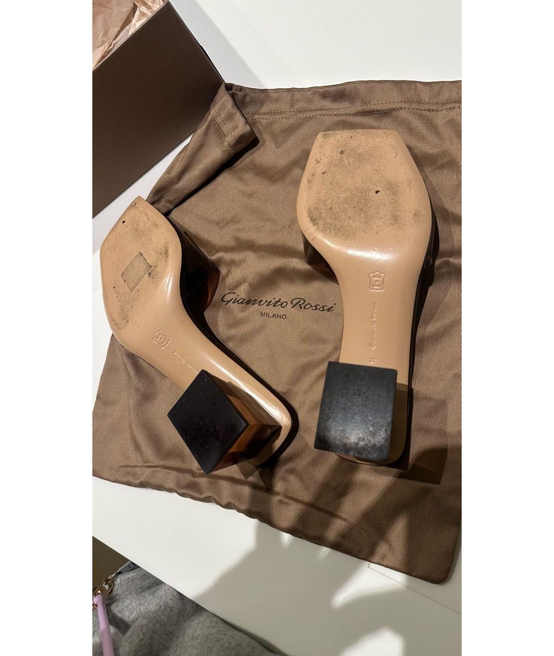 GIANVITO ROSSI Коричневые кожаные мюли, фото 8